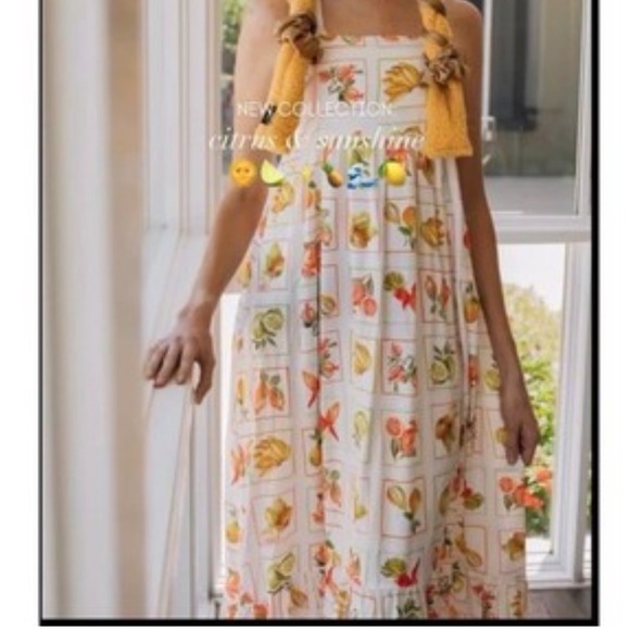 Paper Heart Dresses & Skirts - Paper Heart Fruit Print Maxi Dress White Citrus Tropical TPH93531 Small NWT